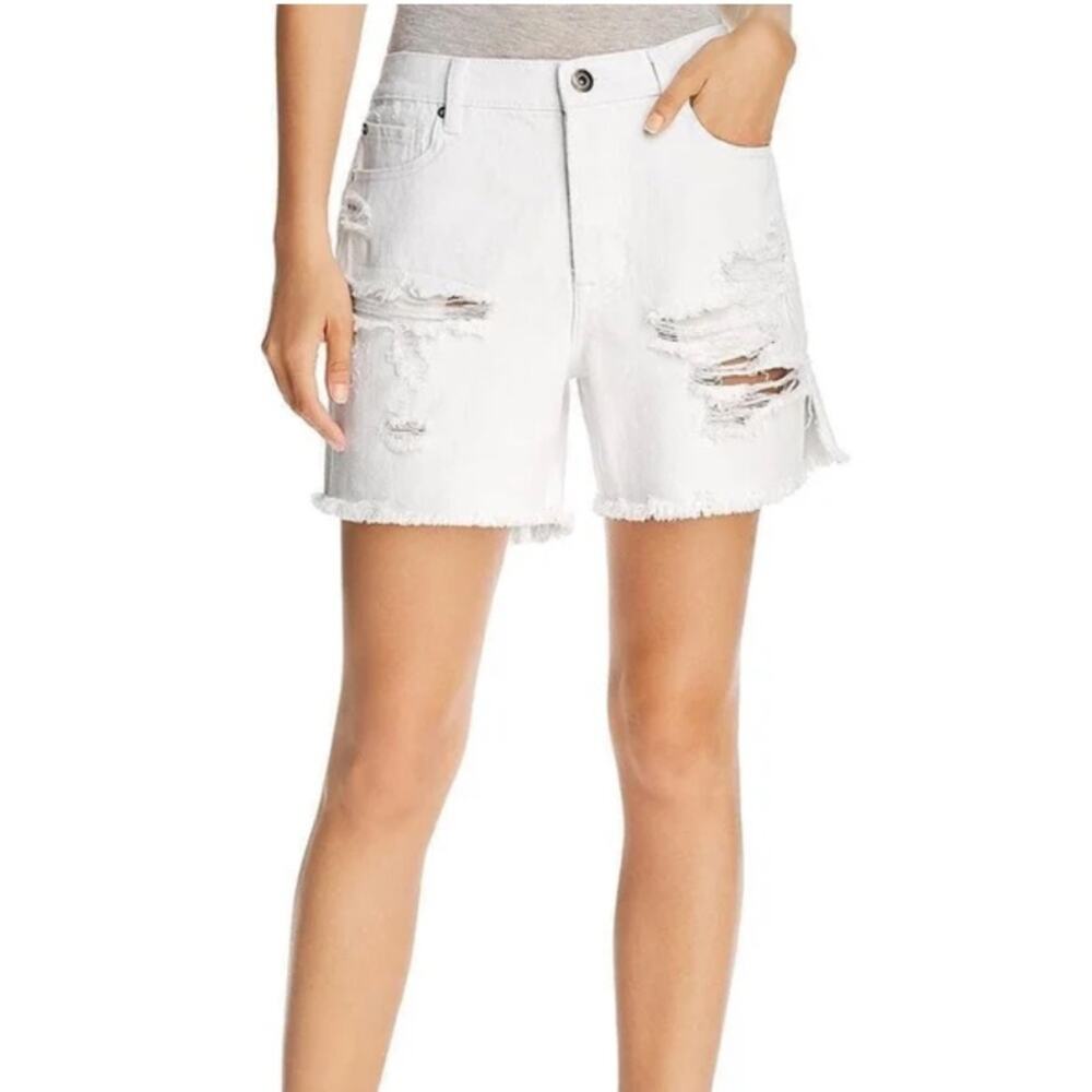 NWT Pistola 27 Devin Mom Cutoff Denim Shorts in White Lies